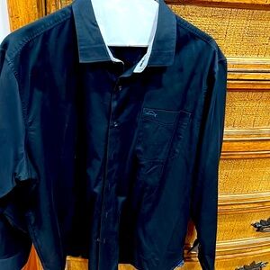 Tommy Bahama Mens Vintage solid black dress shirt